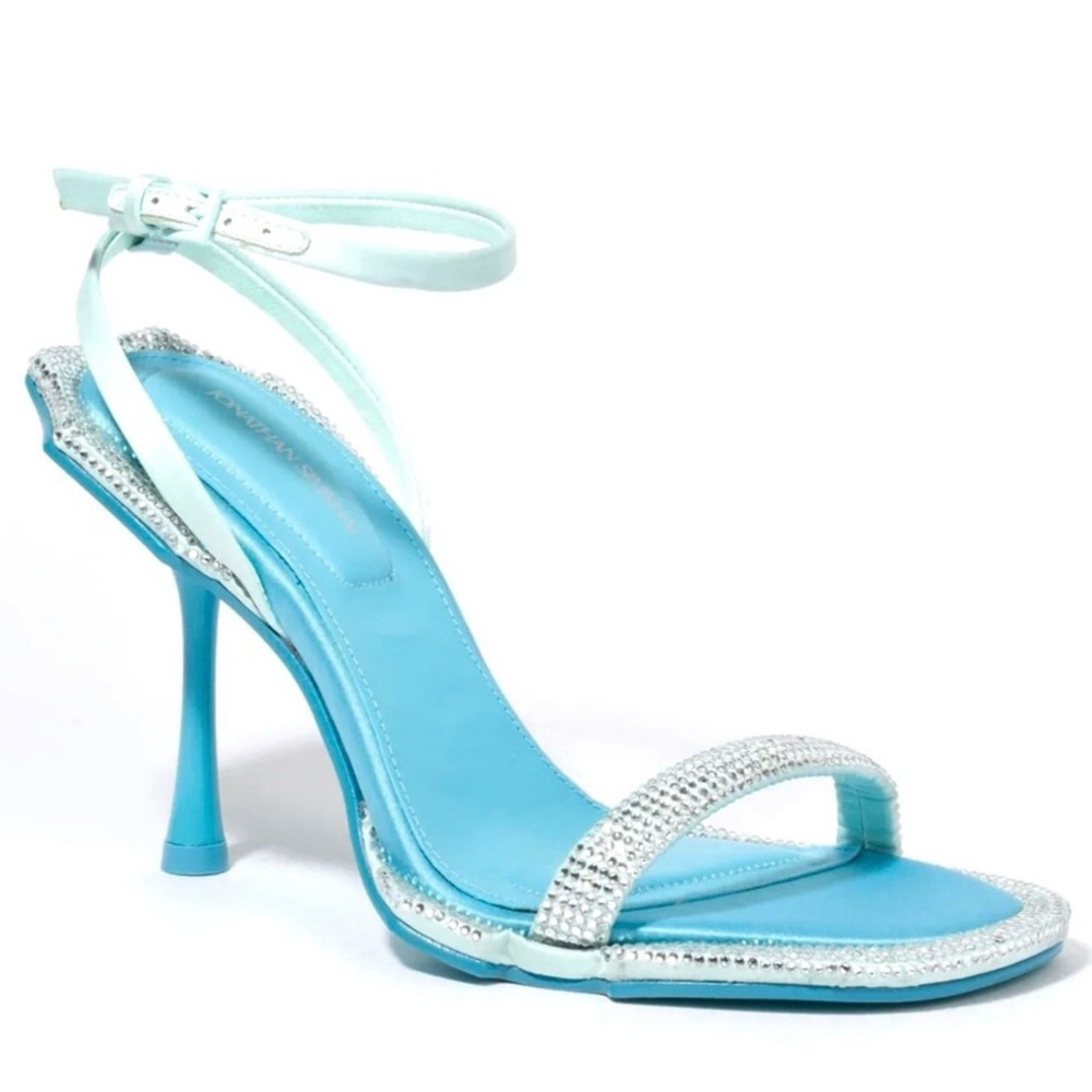 NEW JONATHAN SIMKHAI BLUE SCULPTED CRYSTAL SANDALS